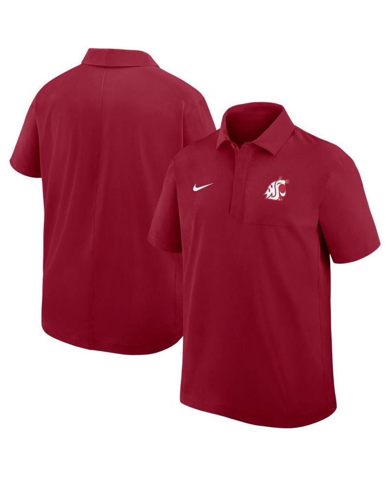 Men's Crimson Washington State Cougars Woven Dri-FIT Polo Shirt