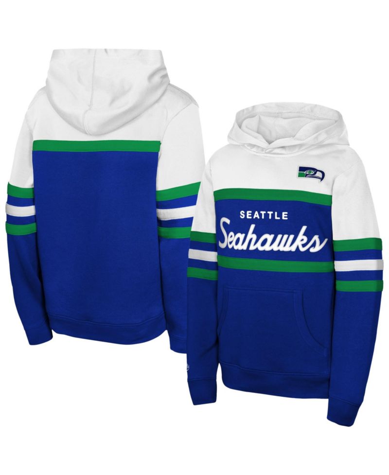 Big Boys and Girls Royal Seattle Seahawks Throwback Head Coach Hoodie
