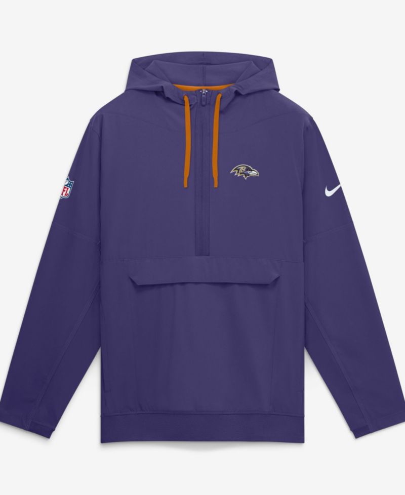 Men's Purple Baltimore Ravens Sideline Broken Rules Alternate Anorak Half-Zip Hoodie