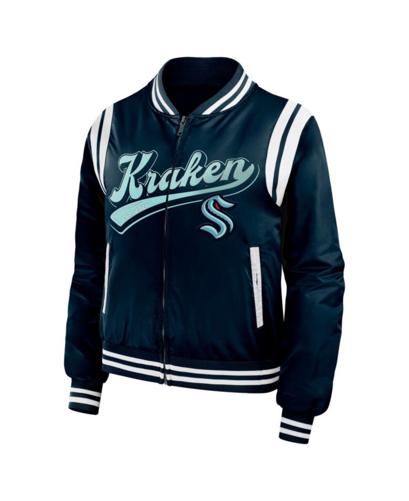 Women's Deep Sea Blue Seattle Kraken Baller Full-Zip Bomber Jacket