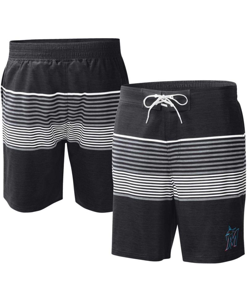 Men's Black Miami Marlins Coastline Volley Swim Shorts