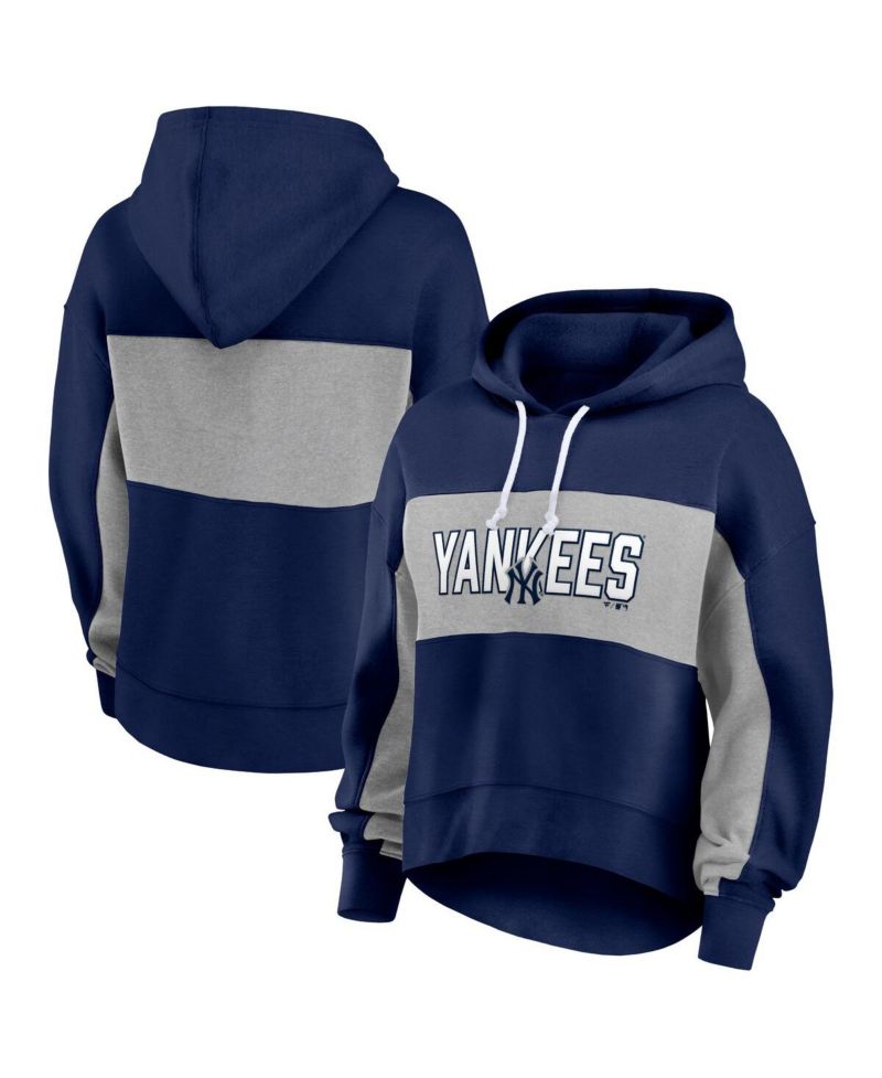 Women's Navy New York Yankees Filled Stat Sheet Pullover Hoodie
