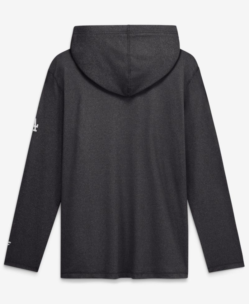 Men's Charcoal Los Angeles Dodgers Clutch Long Sleeve Hooded T-Shirt