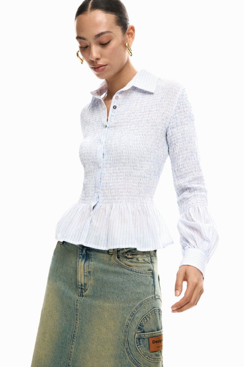 Women's Gathered striped shirt