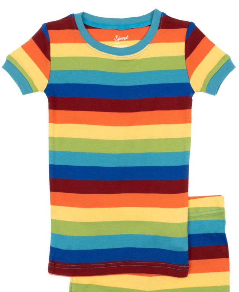 Kids Matching Family Two Piece Cotton Short Sleeve Shirt and Shorts Striped Pajamas 6-10