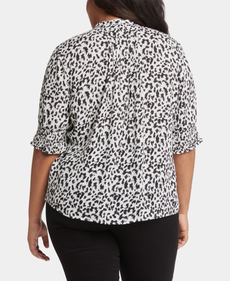 Plus Size Pleated Peasant Collard Blouse