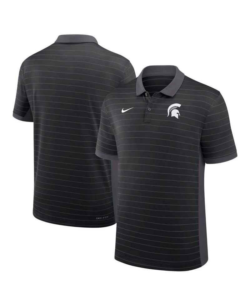 Men's Black Michigan State Spartans 2025 Early Season Coaches Sideline Victory Stripe Performance Polo Shirt
