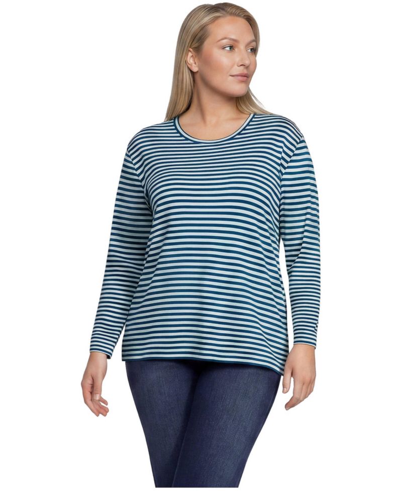 Plus Size Cotton Relaxed Long Sleeve Crew Neck