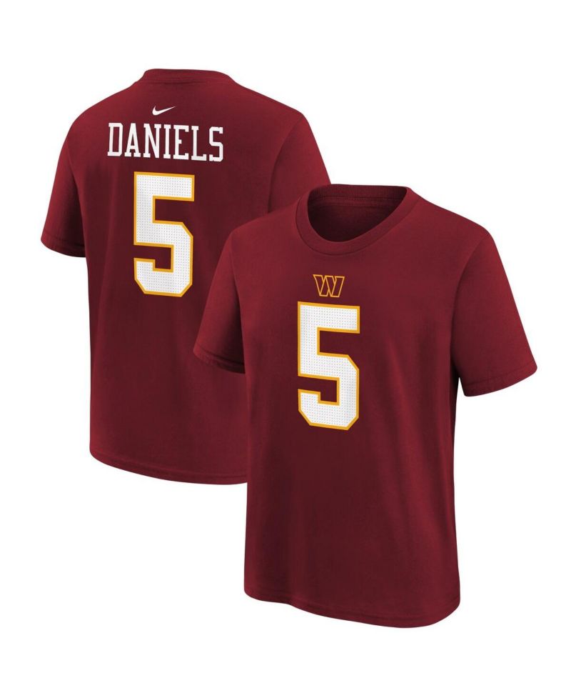 Big Boys and Girls Jayden Daniels Burgundy Washington Commanders Name & Number T-Shirt