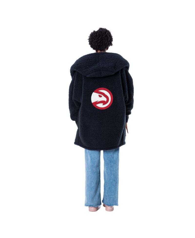 Men's and Women's The Best Lounger In The World Black Atlanta Hawks Oversized Open-Front Hoodie Sweater