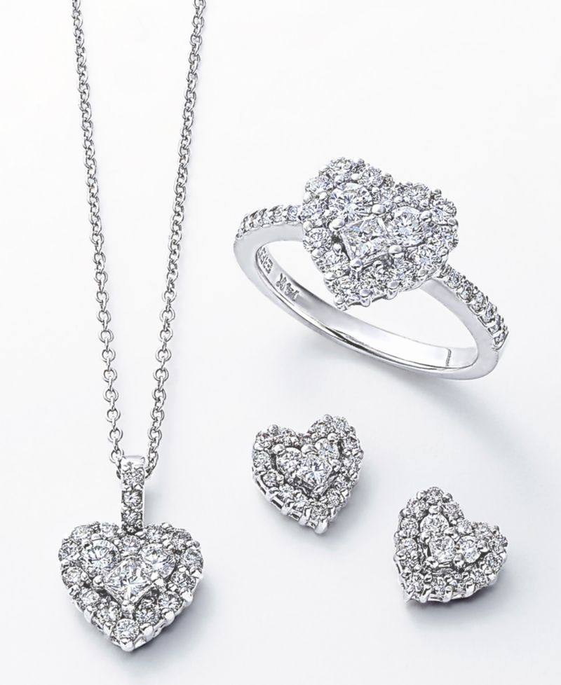 EFFY® Diamond Heart Stud Earrings (1/2 ct. t.w.) in 14k White Gold (Also available in Yellow Gold)