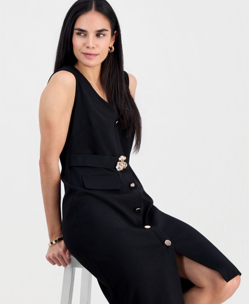 Petite Belted Sleeveless Dress