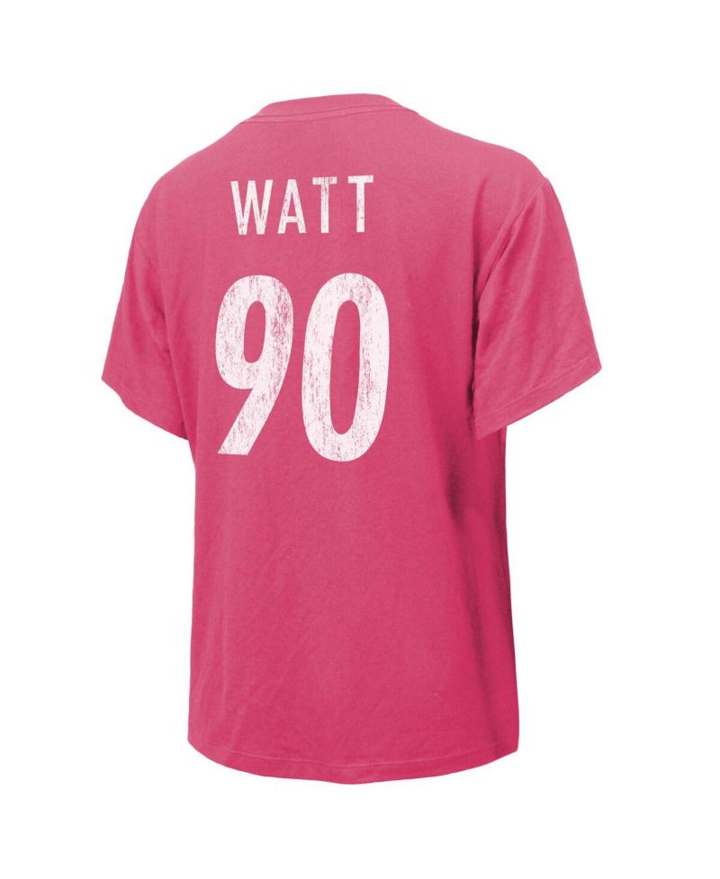 Women's Threads T.J. Watt Pink Distressed Pittsburgh Steelers Name and Number T-shirt