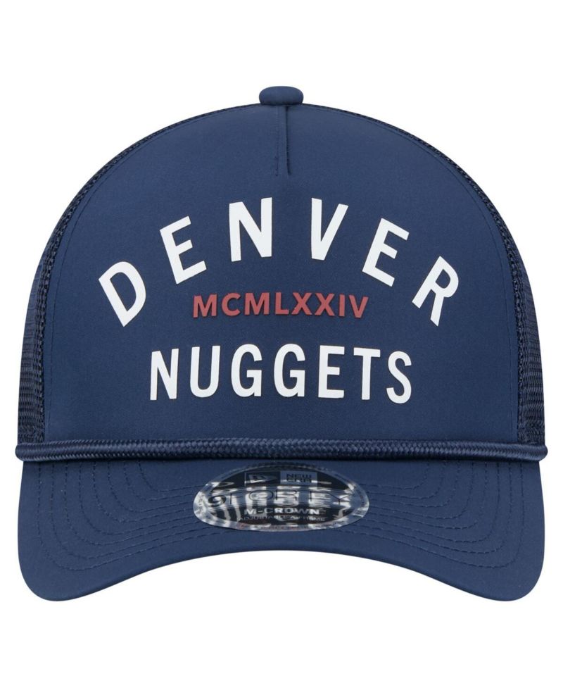 Men's Navy Denver Nuggets Minimalist A-Frame 9FORTY Trucker Hat