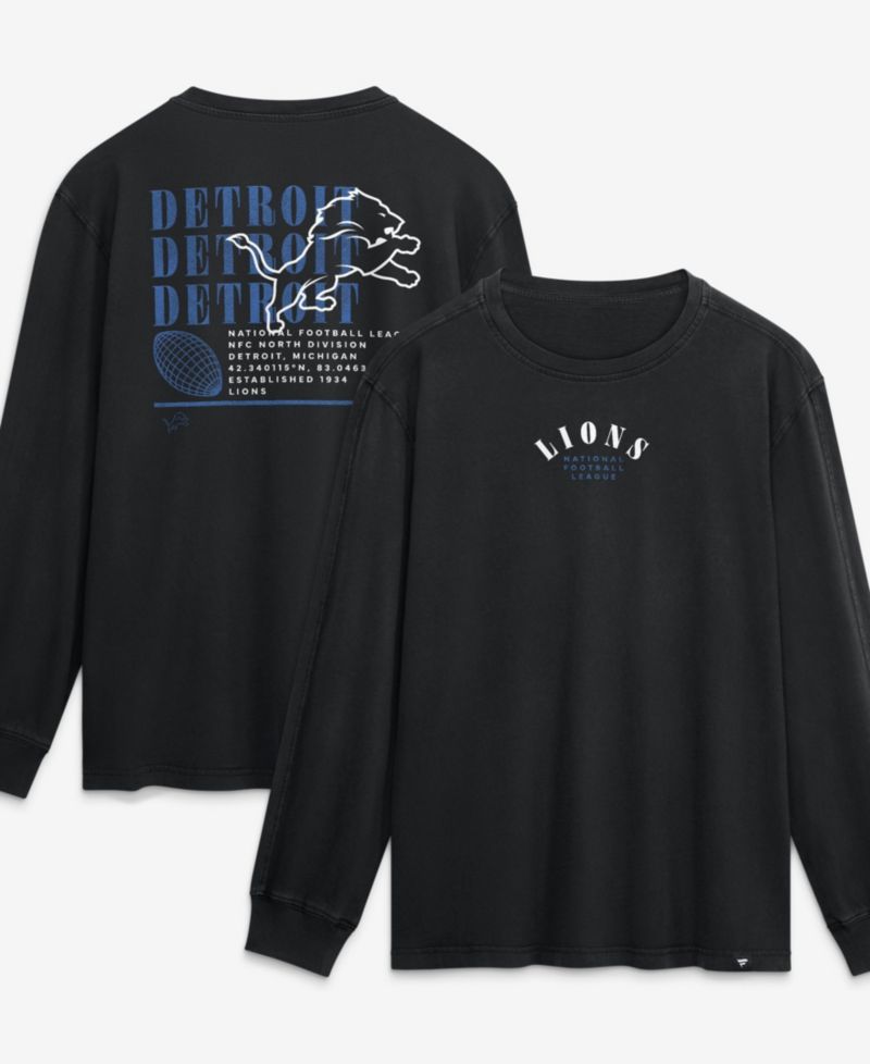 Men's Black Detroit Lions Relaxed Fullback Drive Long Sleeve Fashion Top