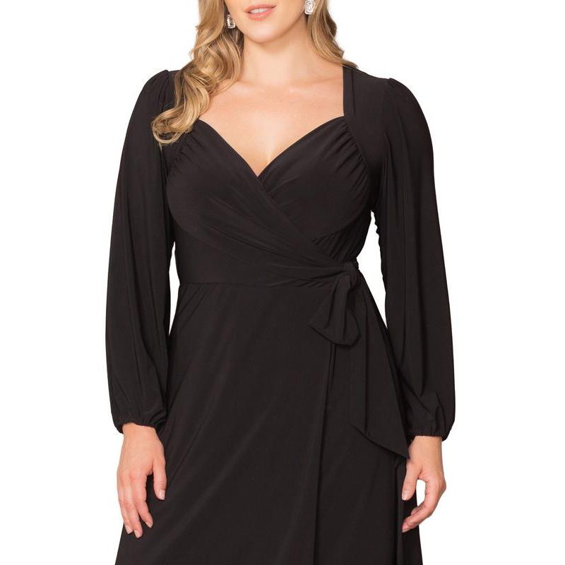 Women's Plus Size Modern Muse Long Sleeve Wrap Gown