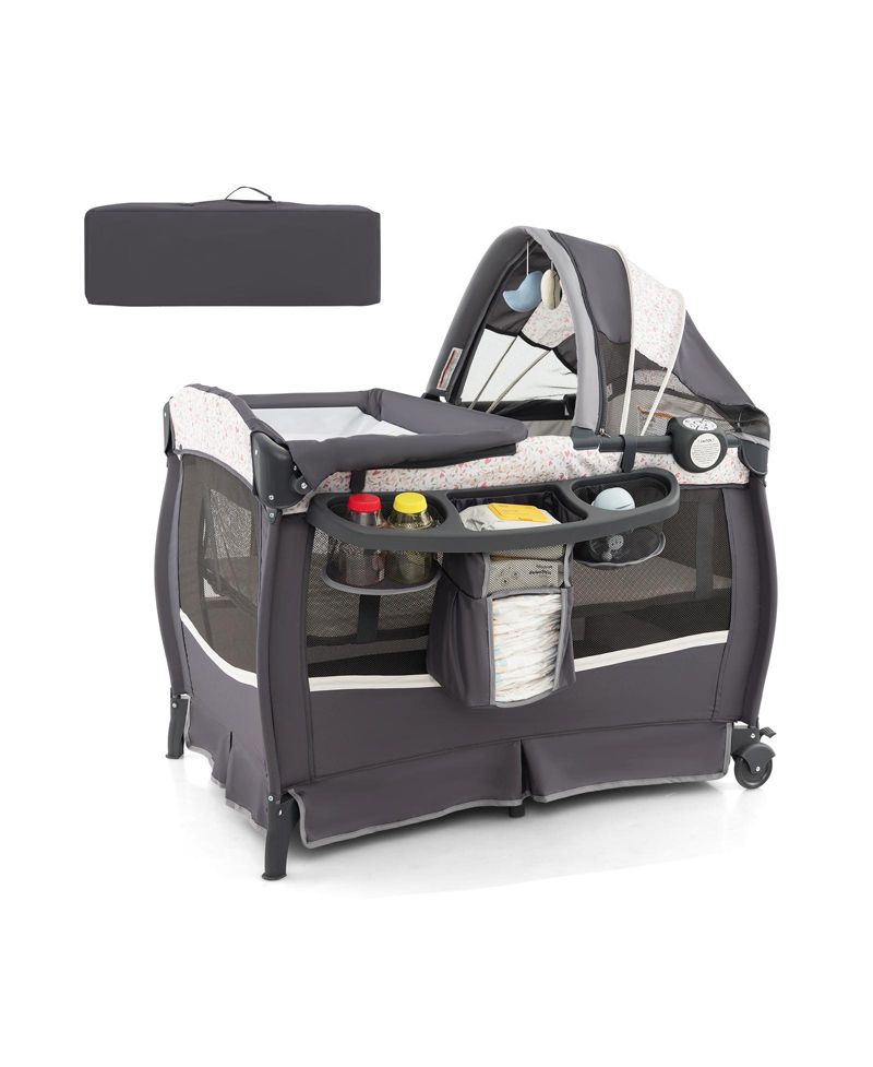 Kids 4 in 1 Portable Pack and Play Nursery Center with Bassinet