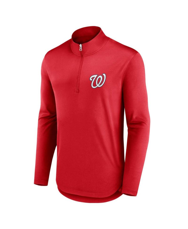 Men's Red Washington Nationals Quarterback Quarter-Zip Top