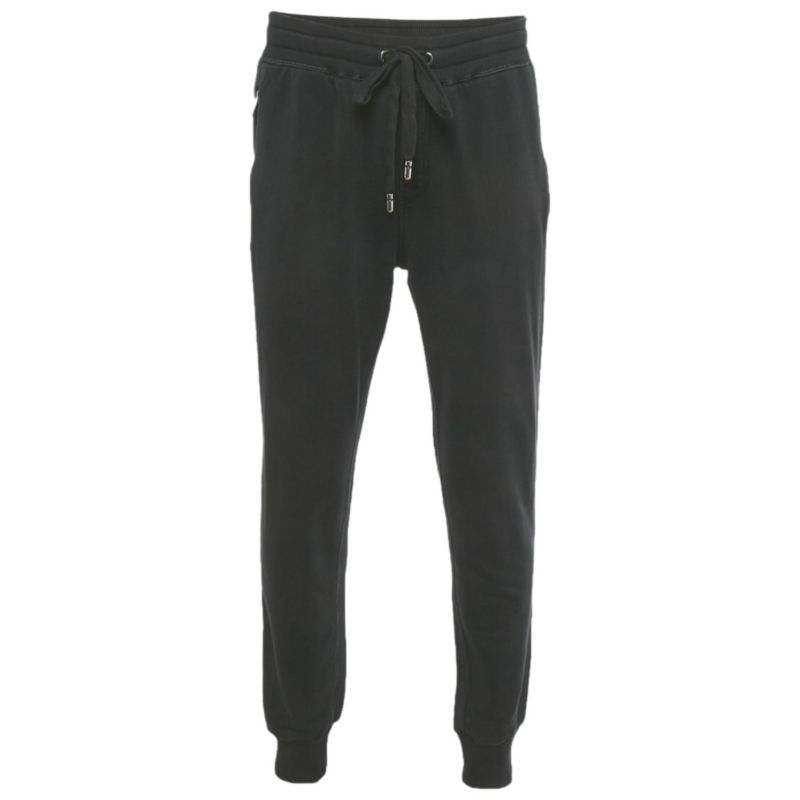 Men's Black Cotton Logo Plaque Detail Joggers