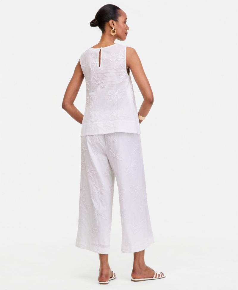 Women's Embroidered Cotton Cropped Pants