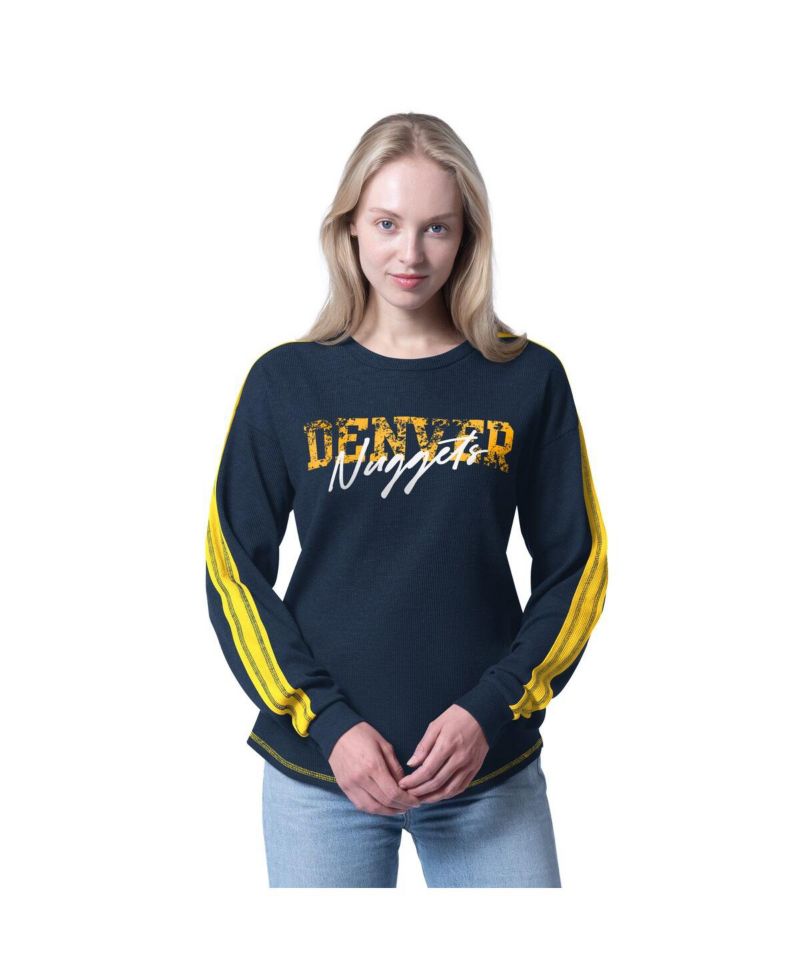 Women's Navy Denver Nuggets Advantage Tri-Blend Long Sleeve T-Shirt