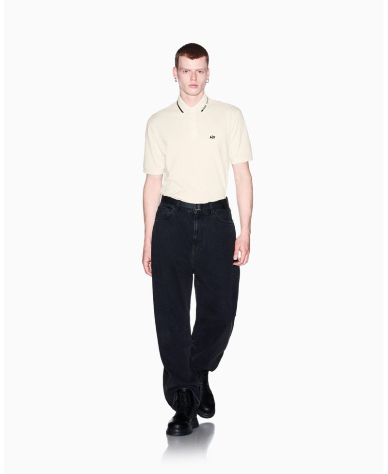 Men's Pique Tipping Wording Polo Shirt