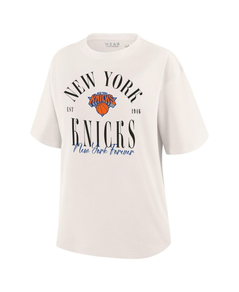 Women's White New York Knicks Peached Vintage T-Shirt