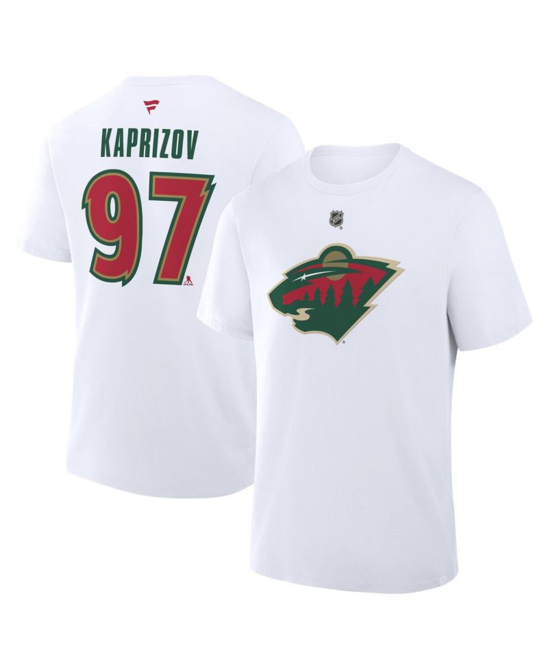 Men's Kirill Kaprizov White Minnesota Wild 25th Anniversary Alternate Authentic Stack Name & Number T-Shirt