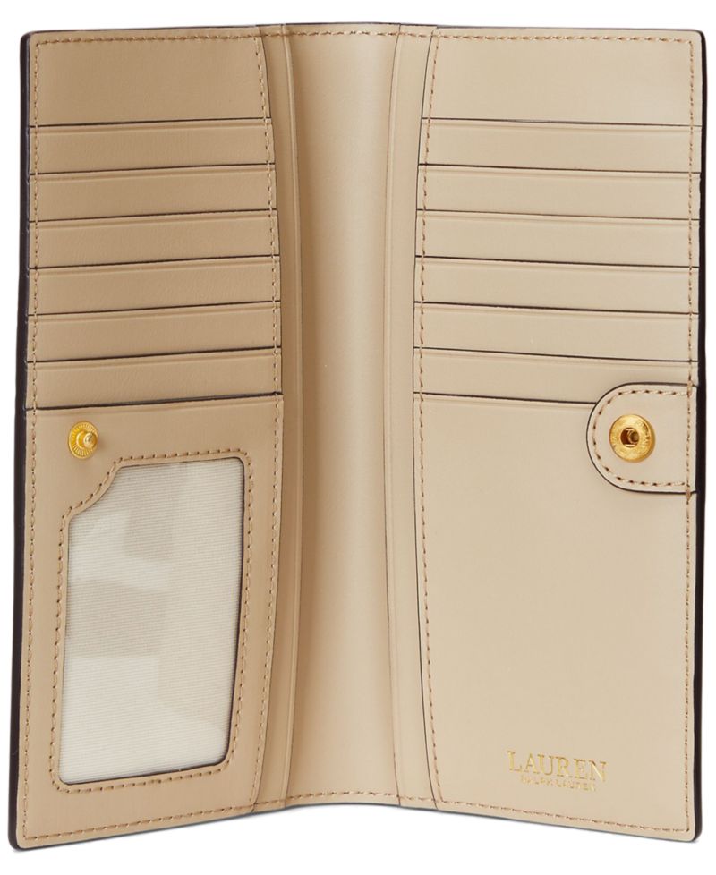 Crosshatch Leather Slim Snap Closure Wallet