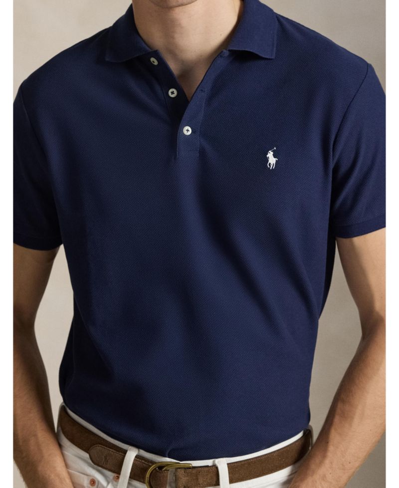 Men's Custom Slim-Fit Honeycomb-Mesh Polo Shirt