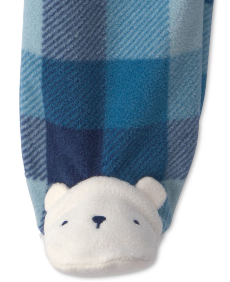 Baby Boys' Bear Plaid Fleece 2-Way Zip Sleep & Play