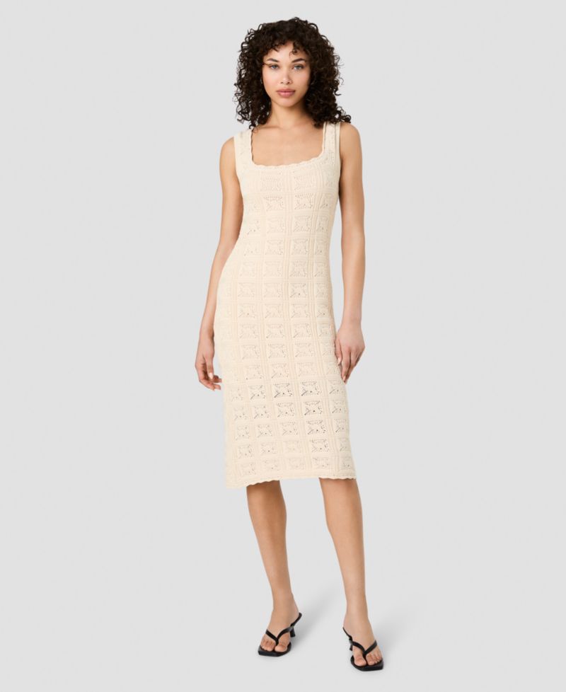 Women's Nellis Square Crochet Knit Midi Dress