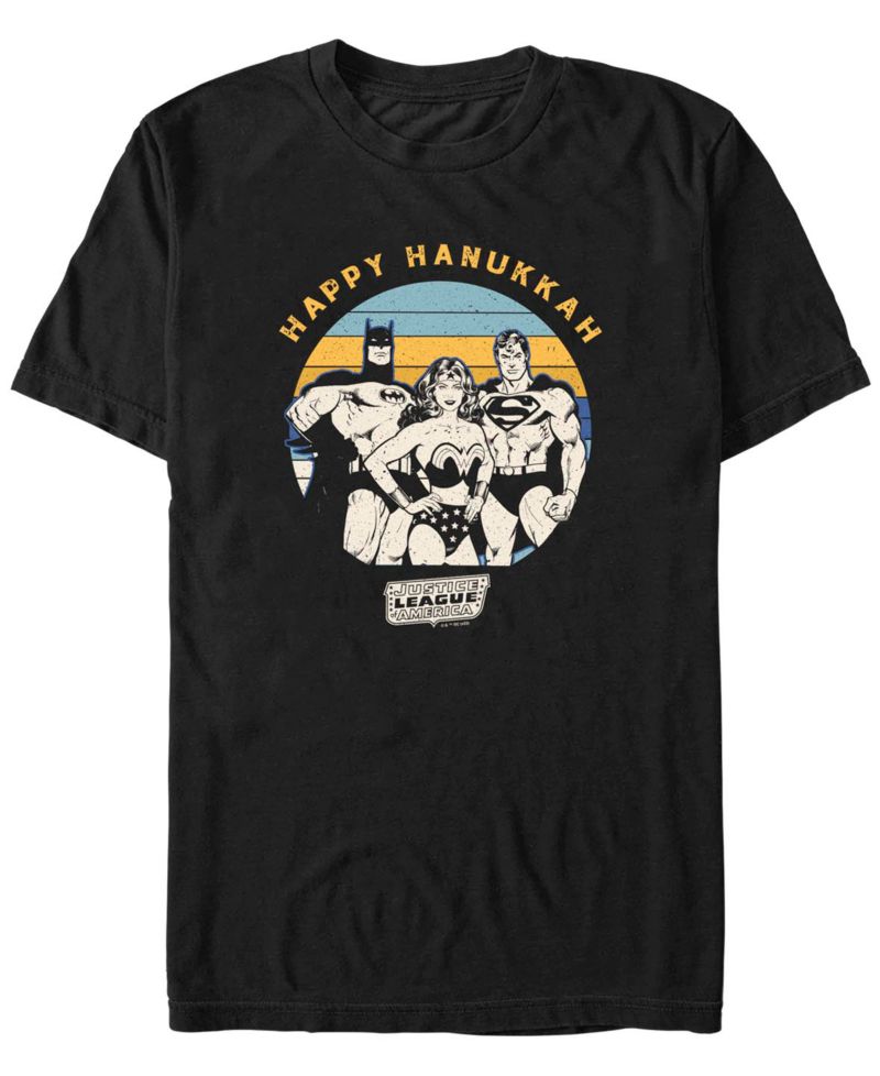 Men's Justice League Retro Hanukkah Short Sleeves T-shirt