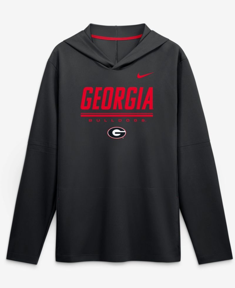 Men's Black Georgia Bulldogs 2026 Sideline Lightweight Dri-FIT Long Sleeve Hooded Sweatshirt
