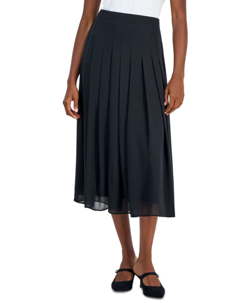 Women's Pull-On Pleat-Front Midi Skirt