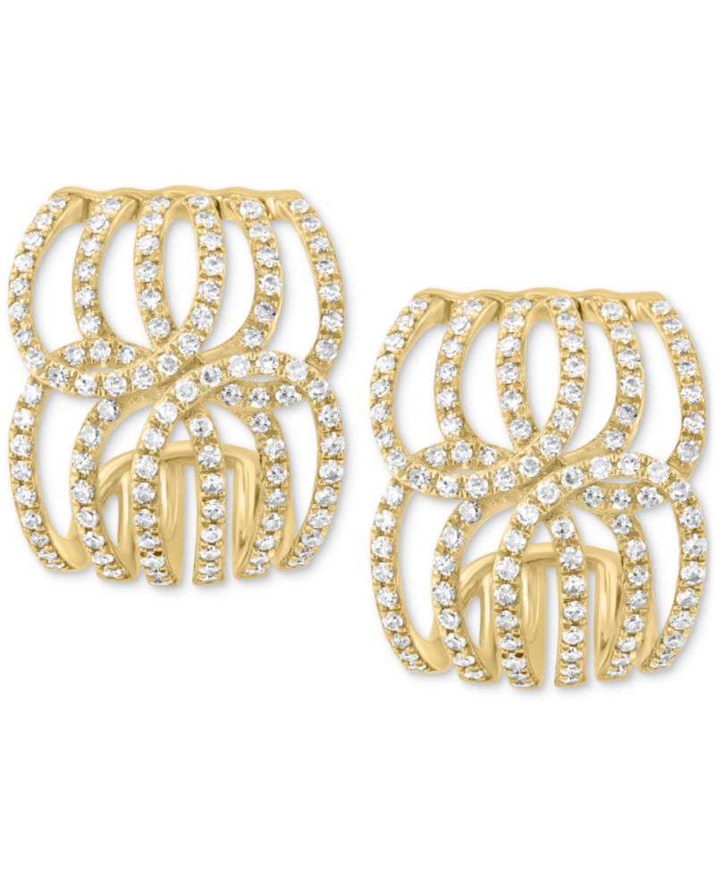 EFFY® Diamond Swirl Openwork Huggie Hoop Earrings (3/4 ct. t.w.) in 14k Gold