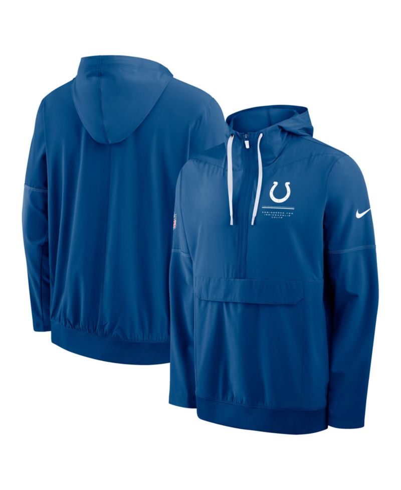 Men's Royal Indianapolis Colts Sideline Anorak Half-Zip Hooded Jacket