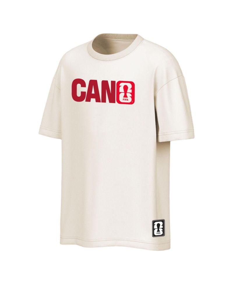 Men's Cream Canada Soccer FIFA World Cup 2026 Livery Oversized 2-Hit T-Shirt