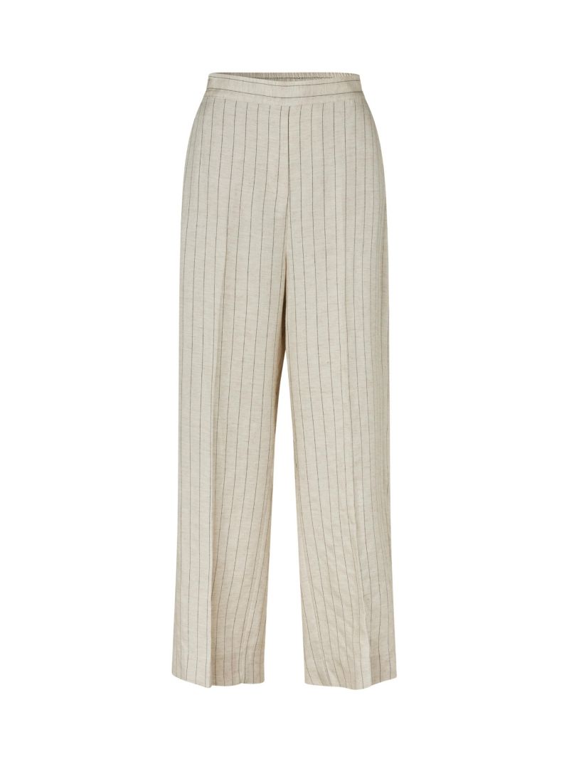 Women's Mapippie Linen-Blend Pinstripe Wide-Leg Trousers