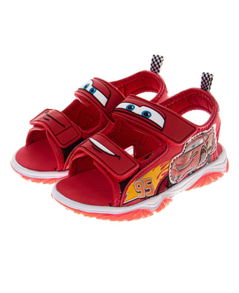 Little Boys Pixar Cars Open-Toe Light-Up Sport Sandals, Hook and Loop Outdoor Sandals Featuring Lightning McQueen (Toddler/Little Kid)