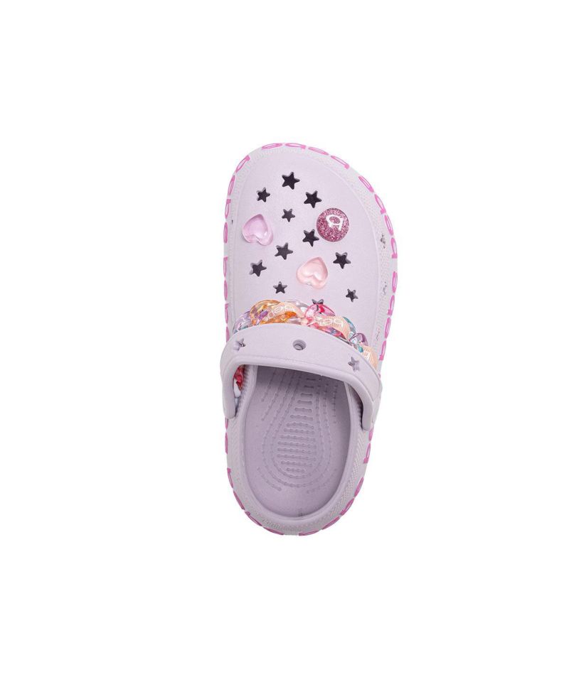 Little Girls EVA Clog with Chain with Logo Grosgrain Ribbon and Charms