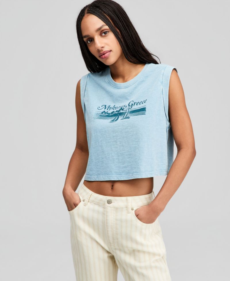Women's Graphic-Print Muscle Tank Top