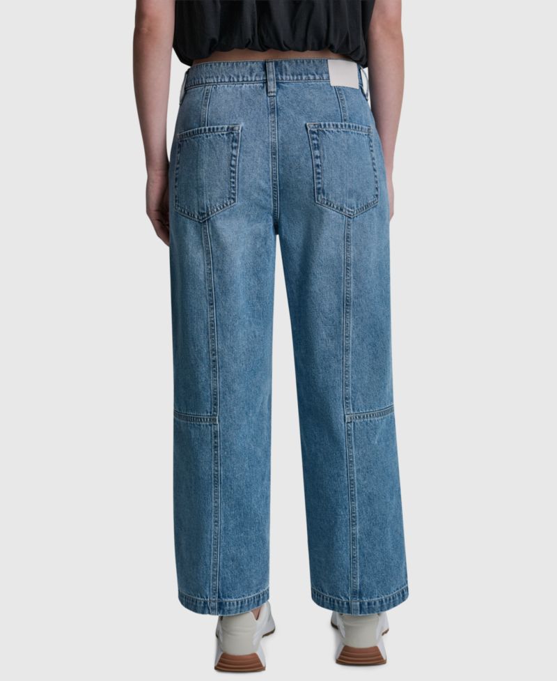 Women's High-Rise Ankle Wide-Leg Utility Cotton Jeans