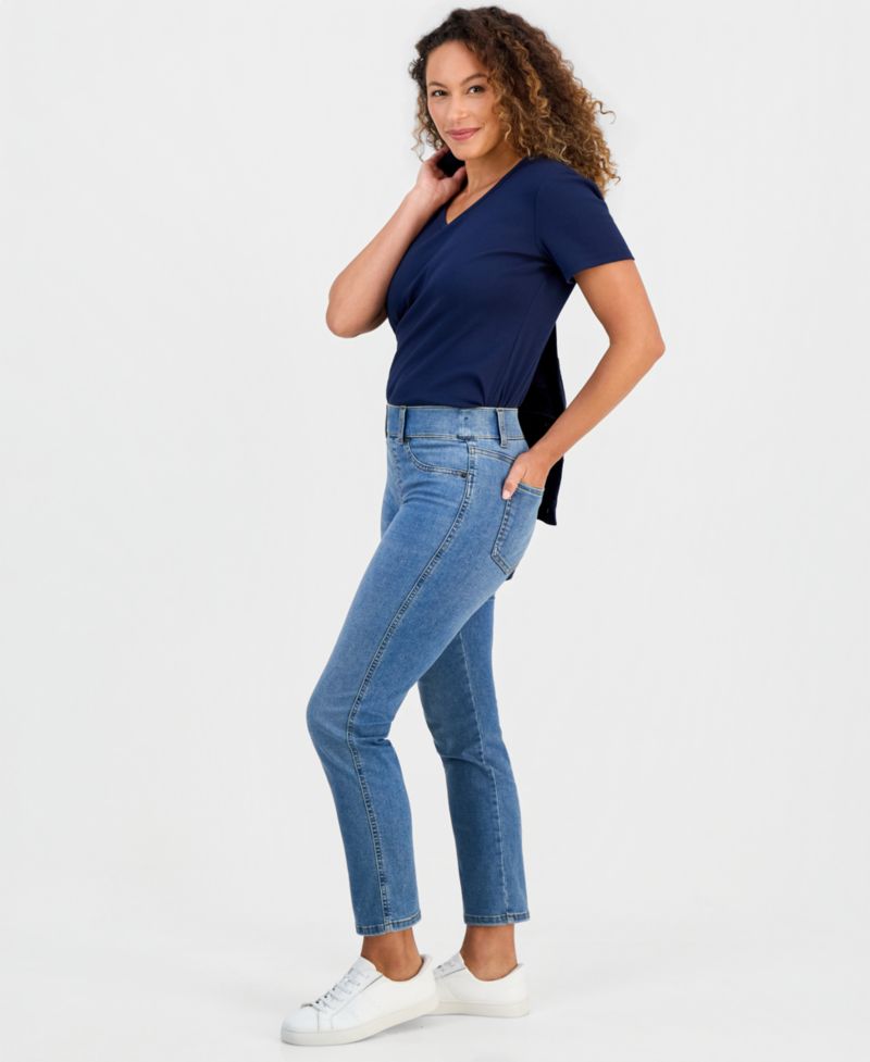 Petite High-Rise Straight-Leg Shaping Jeans