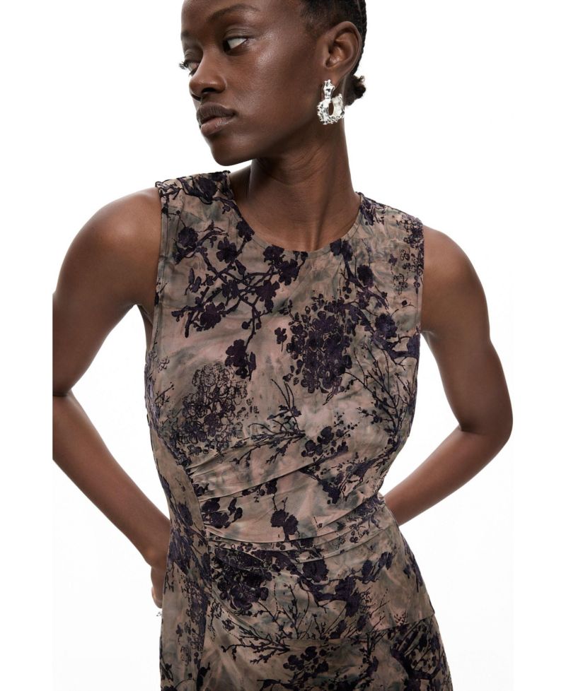 Women's Flocked Long Dress
