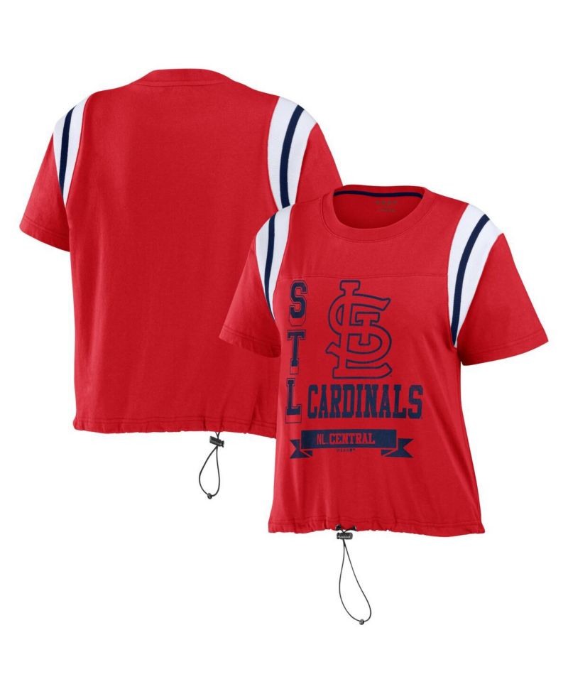 Women's Red Distressed St. Louis Cardinals Cinched Colorblock T-shirt