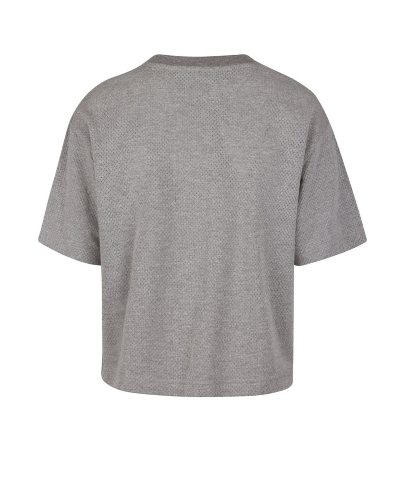 Women's Gray Cleveland Cavaliers Pivot Drop Needle Cropped T-Shirt