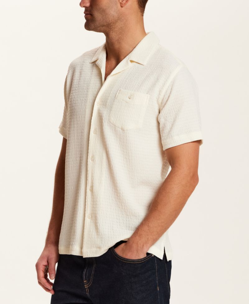 Men's Crinkle Texture Camp Collar Shirt