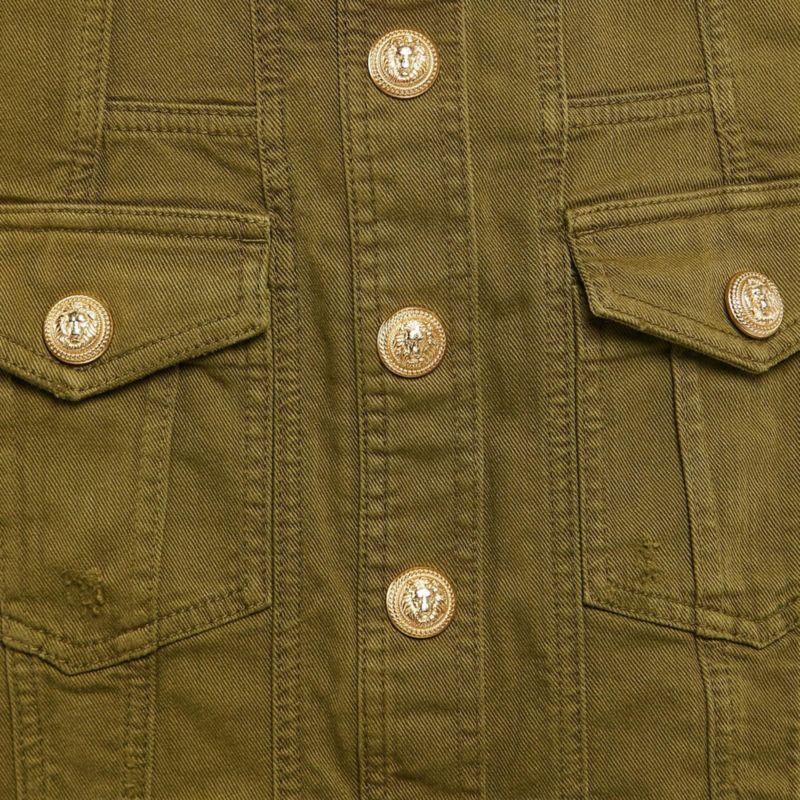 Women's Olive Green Distressed Denim Accents Mini Skirt