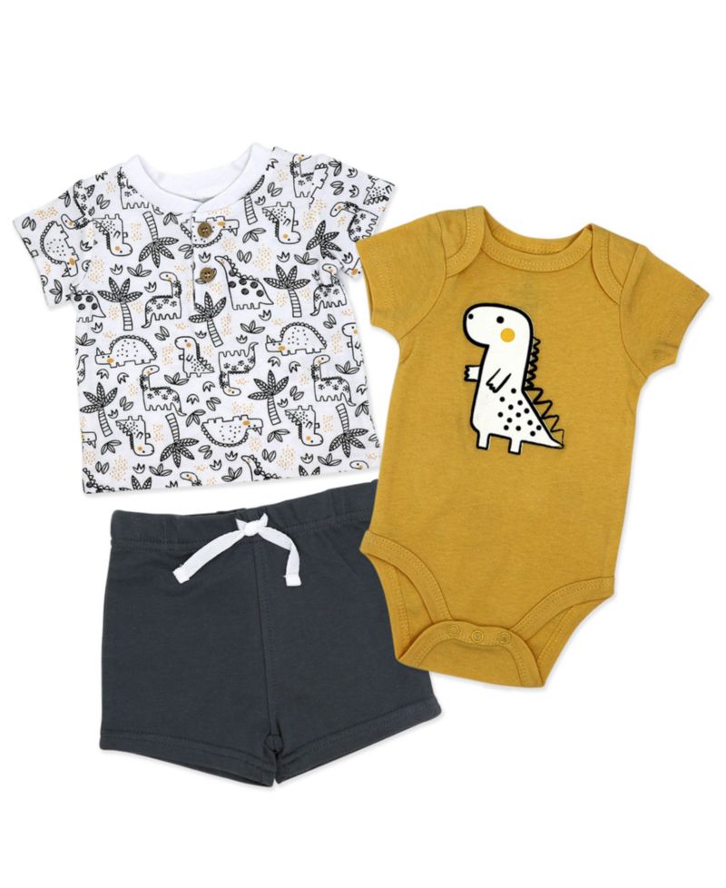 Baby Boys' Short-Sleeve T-Shirt, Bodysuit and Shorts, 3-Piece Set